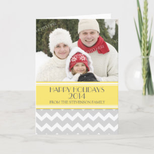 Joyeuses vacances Carte photo Jaune Grey Chevron