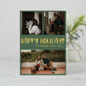 Joyeuses vacances classiques | Vert Trois Photo Or (Debout devant)