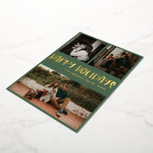 Joyeuses vacances classiques | Vert Trois Photo Or (Rotation)