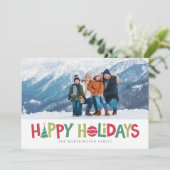 Joyeuses vacances coloré carte photo (Debout devant)