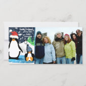 Joyeuses Vacances Cute Penguin Carte photo de fami (Devant)