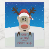 Joyeuses Vacances Cute Reindeer Vins Étiquettes (Étiquettes simples)