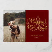 Joyeuses Vacances d'or Lettres de Noël Photo Foil (Recto)