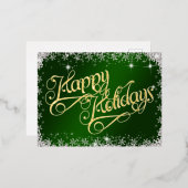 Joyeuses vacances Emerald Green Typographie Diamon (Recto/Verso)