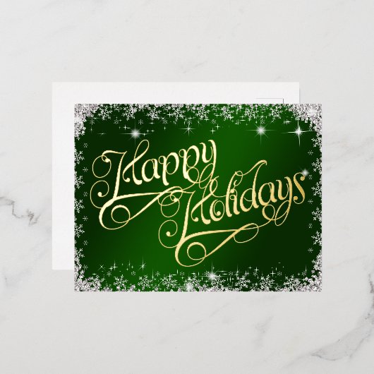 Joyeuses vacances Emerald Green Typographie Diamon (Recto/Verso)