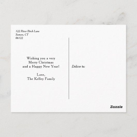 Joyeuses vacances en blanc Script Photo carte post (Dos)