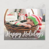 Joyeuses vacances en blanc Script Photo carte post (Devant)