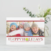 Joyeuses vacances en Carte photo rouge et blanc (Debout devant)