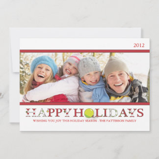 Joyeuses vacances en Carte photo rouge et blanc