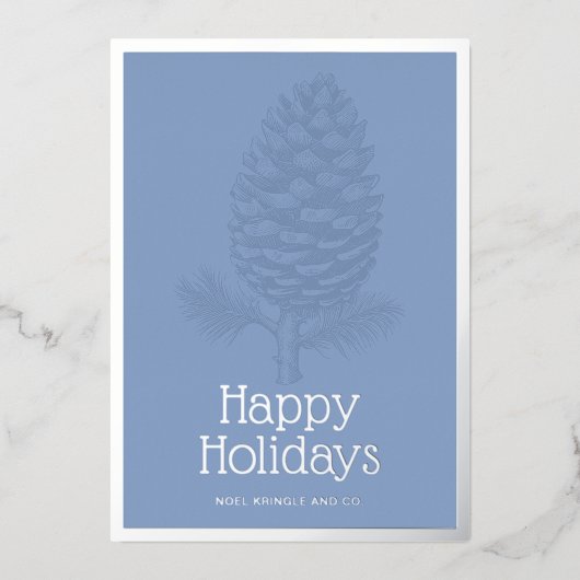 Joyeuses vacances Fir Pinecone Moderne Bleu Entrep (Recto)