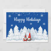Joyeuses vacances Gnomes Snowy Trees Carte de vaca (Devant)