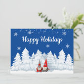 Joyeuses vacances Gnomes Snowy Trees Carte de vaca (Debout devant)