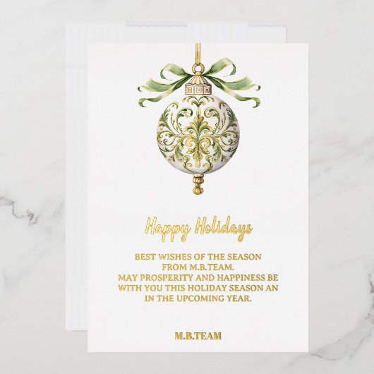 Joyeuses Vacances Gold White Business Holiday Card (Enveloppe)