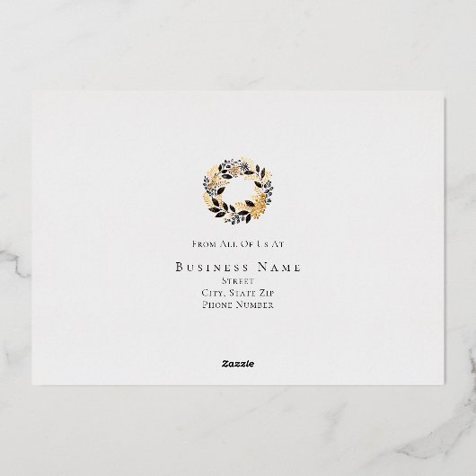 Joyeuses vacances Gold Wreath Business Noël (Verso)