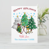 Joyeuses Vacances Golf Carte Arbre de Noël (Debout devant)