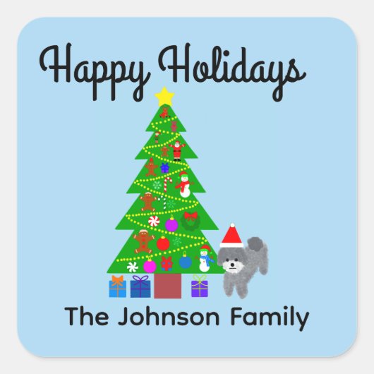 Joyeuses vacances Gris Poodle Noël #5 Stickers (Devant)