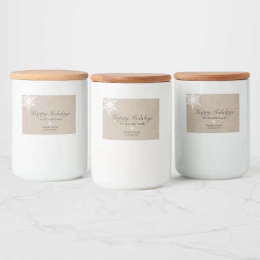 Joyeuses vacances hiver Flocon de neige Étiquette  (Bouteilles)