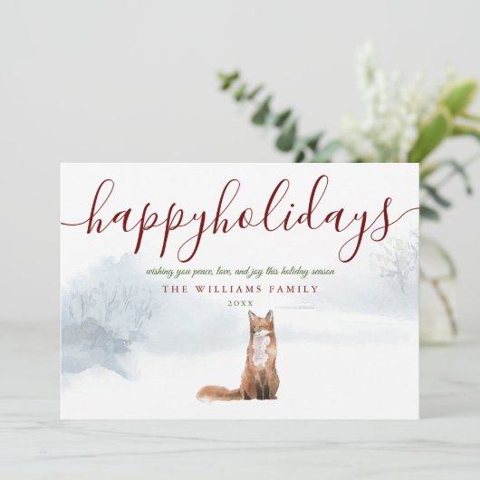 Joyeuses vacances hiver Fox Noël Carte de vacances (Debout devant)