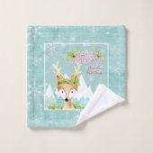 Joyeuses Vacances hiver Snowflakes Reindeer Art (Gant de toilette)