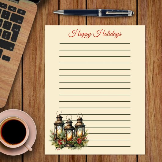 Joyeuses vacances Lanternes d'hiver Papier à lettr