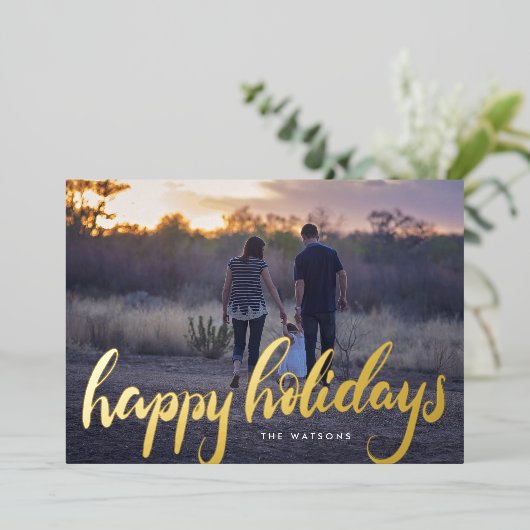 joyeuses vacances lettrage main or superposition p (Debout devant)