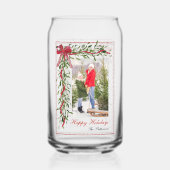 Joyeuses vacances Mistletoe Red Bow Family Photo (Recto)