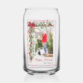 Joyeuses vacances Mistletoe Red Bow Family Photo (Verso)