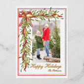 Joyeuses vacances Mistletoe Red Bow Family Photo (Recto)