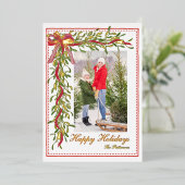 Joyeuses vacances Mistletoe Red Bow Family Photo (Debout devant)