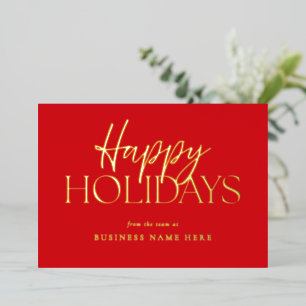 Joyeuses Vacances Moderne Rouge Gold Script Busine