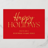 Joyeuses Vacances Moderne Rouge Gold Script Busine (Recto)