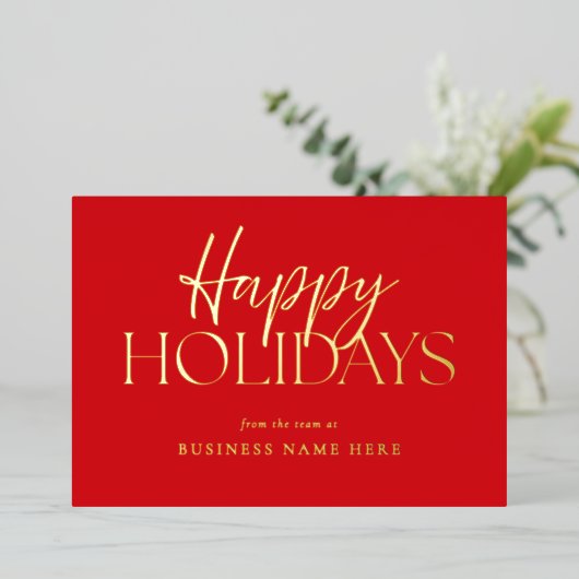 Joyeuses Vacances Moderne Rouge Gold Script Busine (Debout devant)