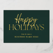 Joyeuses Vacances Moderne Vert Or Script Business (Recto)