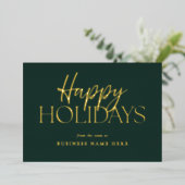 Joyeuses Vacances Moderne Vert Or Script Business (Debout devant)