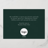 Joyeuses Vacances Moderne Vert Or Script Business (Verso)
