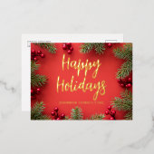 Joyeuses Vacances modernes Holly Berries Pine Need (Recto/Verso)
