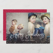 Joyeuses Vacances Neige sans couture 2 Cartes phot (Devant / Derrière)