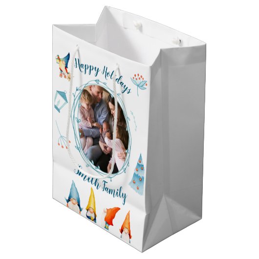 Joyeuses Vacances Noël Sacs Cadeaux Avec Elfes (Devant Angle)