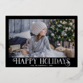 Joyeuses vacances noir argent moderne une photo (Recto)