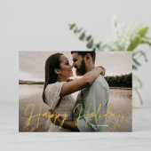 Joyeuses Vacances Or Pressé Main Écrite Photo (Debout devant)