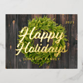 Joyeuses vacances Pays Pin Rustique Wreath Bois (Recto)