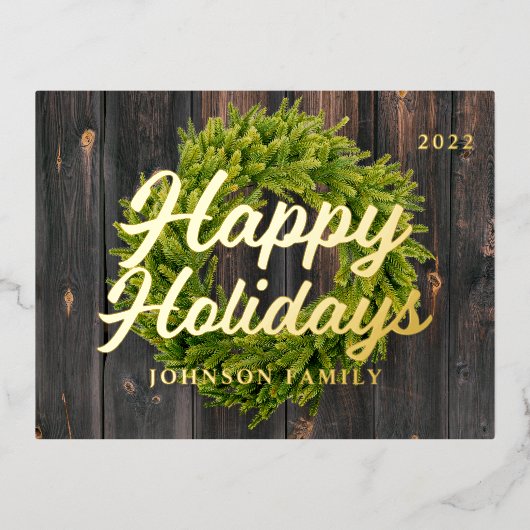 Joyeuses vacances Pays Pin Rustique Wreath Bois (Recto)