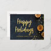 Joyeuses Vacances Pine d'Or moderne cônes étoiles (Recto/Verso)