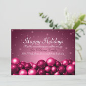 Joyeuses Vacances Pink Ornaments Carte Plat (Debout devant)