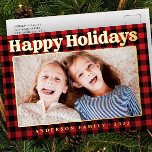 Joyeuses Vacances Plaid Famille Motif Photo