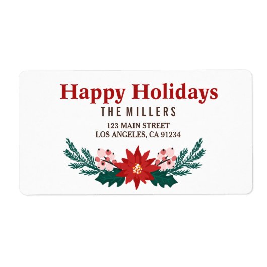Joyeuses vacances Poinsettia Bouquet Étiquette de  (Devant)