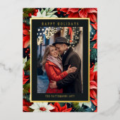 Joyeuses vacances Poinsettia Floral Photo Noël (Recto)