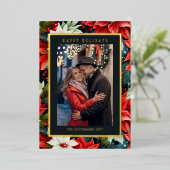 Joyeuses vacances Poinsettia Floral Photo Noël (Debout devant)