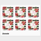 Joyeuses vacances Poinsettias, Stickers Bande Noir (Feuille)