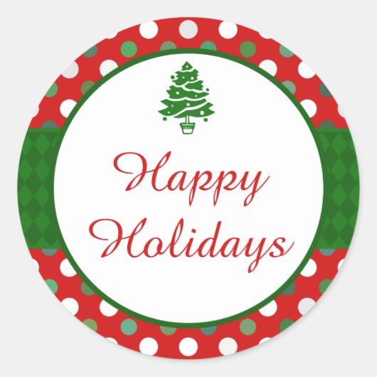 Joyeuses vacances Polka Dot Stickers Arbre de Noël (Devant)